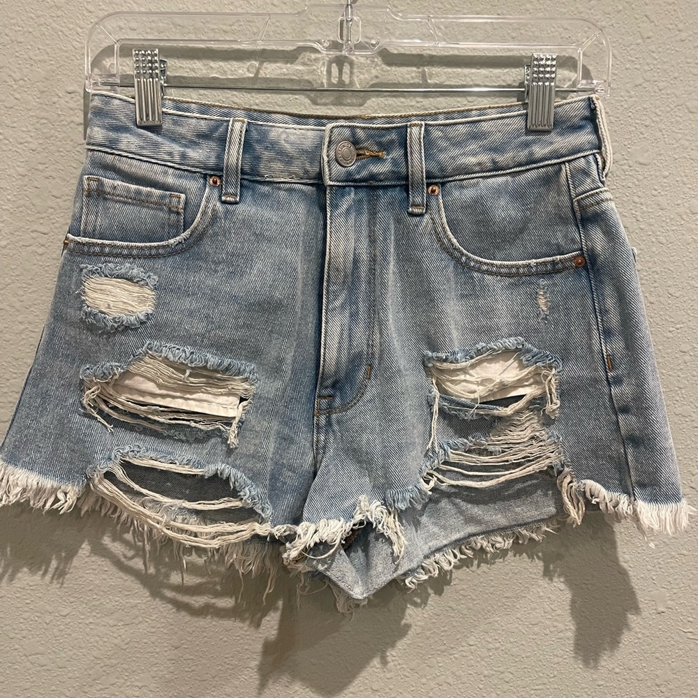 PacSun Light Blue High Waisted Denim Festival Shorts